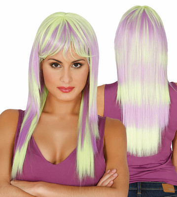 Green Lilac Pastel Ombre Long Fringed Wig Synthetic Cosplay