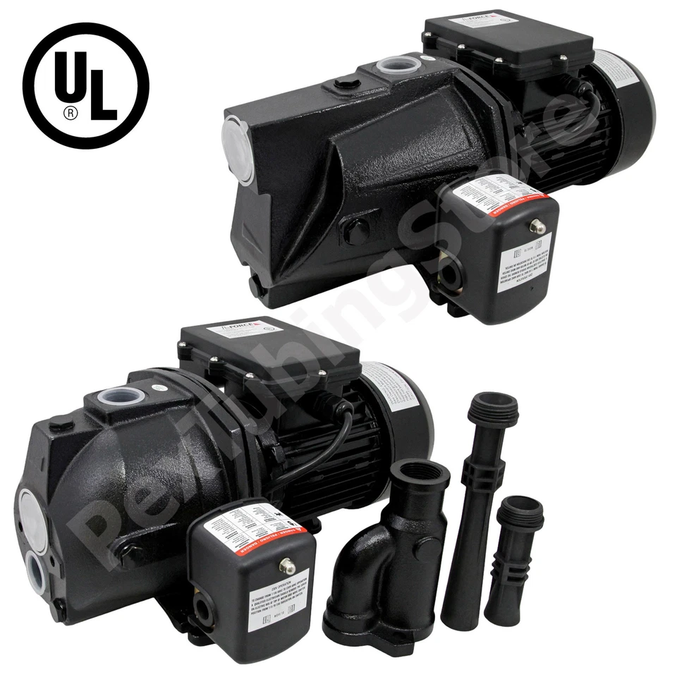 1/2, 3/4 or 1 HP Shallow Well or Deep Well Jet Pump w/ Pressure Switch, 115/230V
