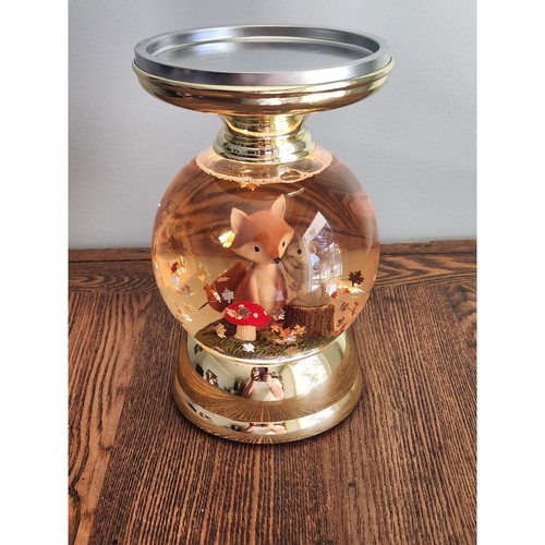 Bath & Body Works Fall Harvest Woodland Critters Fox Leaves Globe Candle Holder
