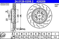 1X Bremsscheibe ATE 24.0128-0209.2 FüR BMW Z4 E46 E86 E85 3Er Roadster CSL