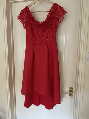 Jessica Wright Dress Red Lace Midi UK 12 Sistaglam UK