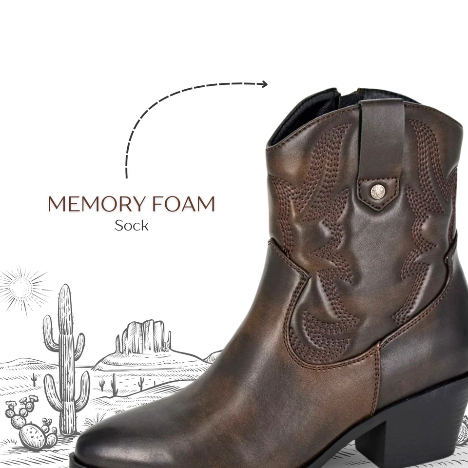 Womens Ankle Cowgirl Boots Cipriata Western Memory Foam Festival Country Girls - Image 4 of 4