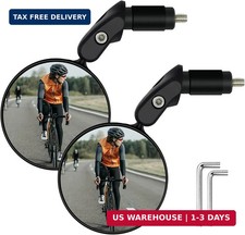 Bike Mirror, 2 Pcs 360  Rotatable Bar End Bicycle Mirrors for Handlebars, Wide A
