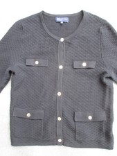 JONES NEW YORK Signature BLACK Knit Button Front CARDIGAN Sweater 3/4 Sleeve M