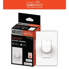 15 Amp Single-Pole White Smart Rotary Dimmer Light Switch with Wi-Fi, Bluetooth 
