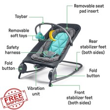 Summer Infant 2-in-1 Bouncer Rocker Duo Gray Teal Baby Toys Portable