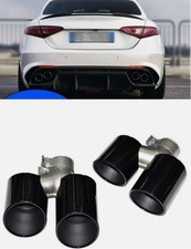 For Alfa Romeo Giulia 2017-2024 Bright black Rear Tail Exhaust Muffler Tip Pipe