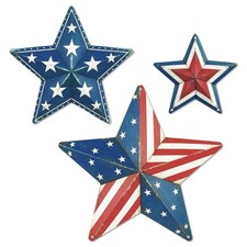 4th of July Decoration Metal Star Wall Decor Set of 3, Patriotic Day Flag Wal...