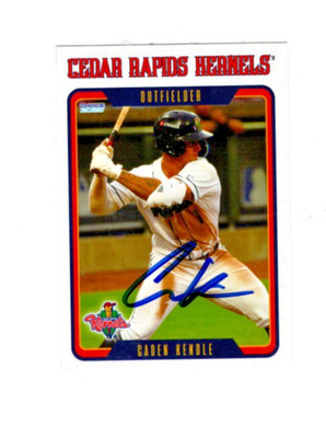 Caden Kendle 2025 Cedar Rapids Kernels signed autograph baseball card e