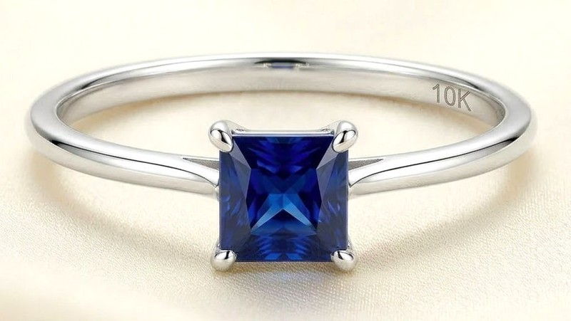 GENUINE 0.92 Cts BLUE SAPPHIRE RING SOLID 10K WHITE GOLD- Free Appraisal Service