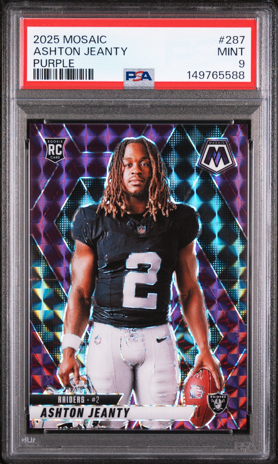 2025 PANINI MOSAIC PURPLE #287 ASHTON JEANTY 36/49 PSA 9