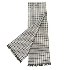 Mens Wool Scarf Evan Picone Navy White Black 10 1/2 x 68" Fringe VGC