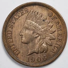 1906 Indian Head Penny Cent Extremely Fine (XF) (Cleaned)