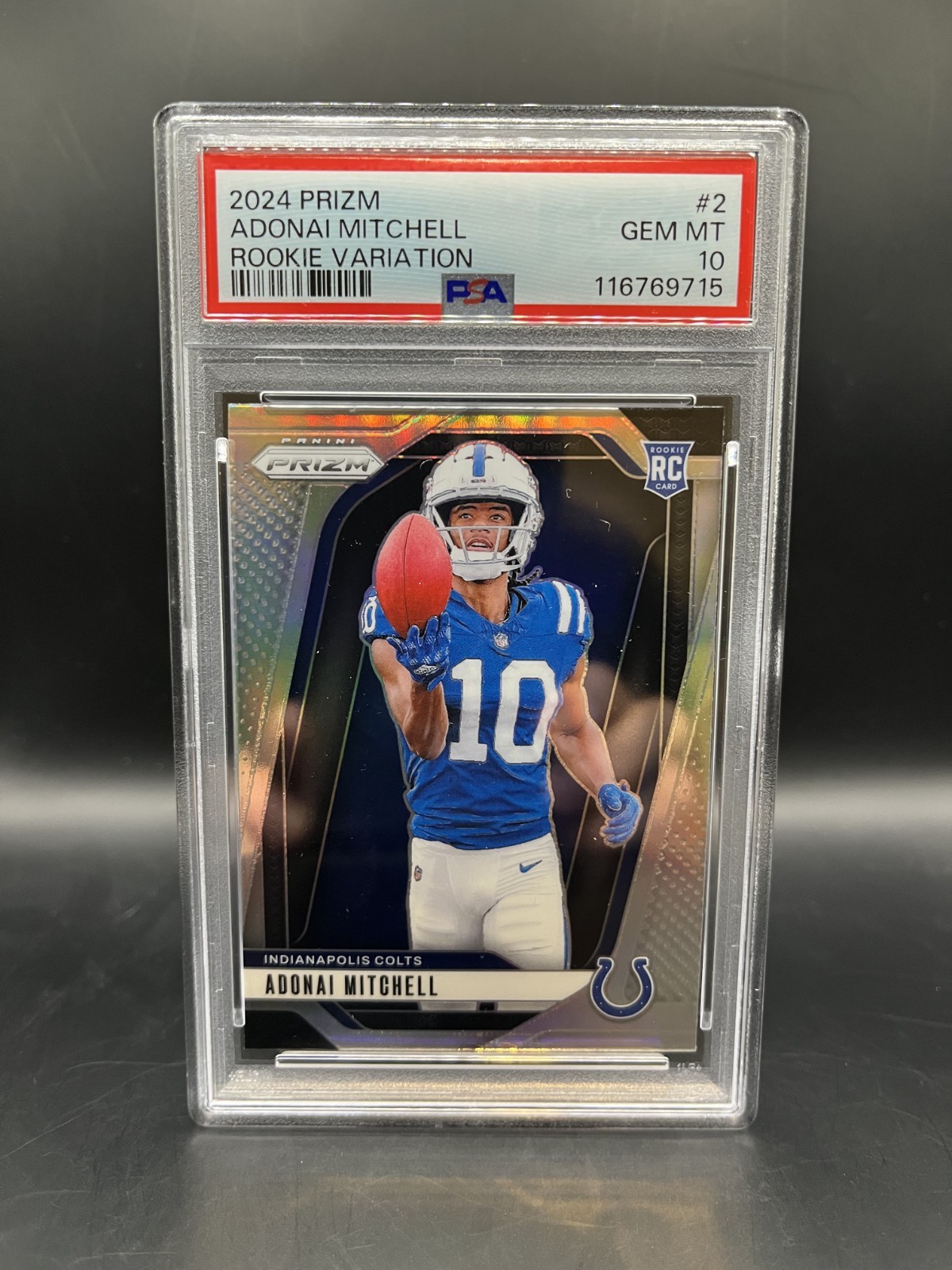 2024 Panini Prizm Rookie Variation SILVER #2 Adonai Mitchell RC graded PSA 10