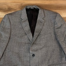 Jos A Bank Blazer 46R Herringbone Wool Sport Coat Mens 2 Button Gray