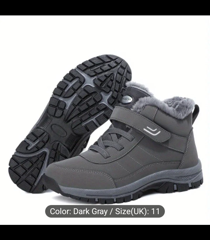 UK Men's Snow Boots, Warm Plush Lining Hiking Shoes For Outdoor, Fall/Winter
