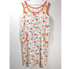 Vintage 1970s JCPenney Loungewear Sleeveless Floral Nightgown Zip Up Apron Dress