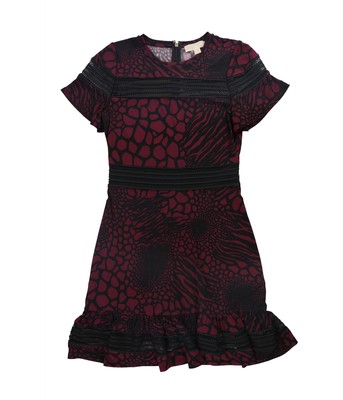 Michael Kors Womens Abstract Fit & Flare Dress, Purple, Medium