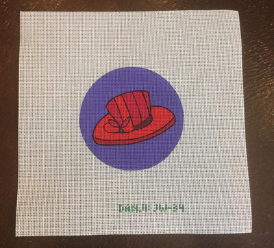 Red Hat Society Print Handpainted Needlepoint Canvas Insert, 4x4  Danji Designs