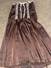 Urban Outfitters Holiday Chocolate Boho Lace Ribbons Bodice Mini Dress Size S