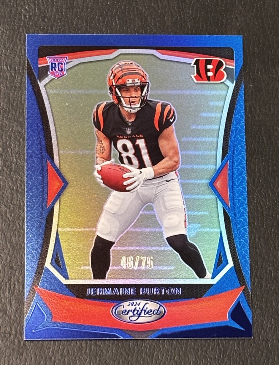 2024 Certified Mirror Blue Rookie SP Jermaine Burton 46/75 #158 Bengals RC