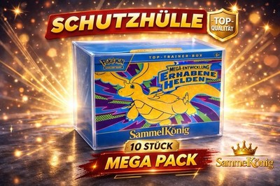 10X ETB/TTB Schutzhülle Case 0,5mm PET- Passgenau TOP QUALITÄT MegaPack Pokémon
