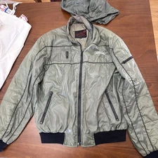 Vintage Upstream Brand Skoal Tobacco Green Rain Coat Sz Large