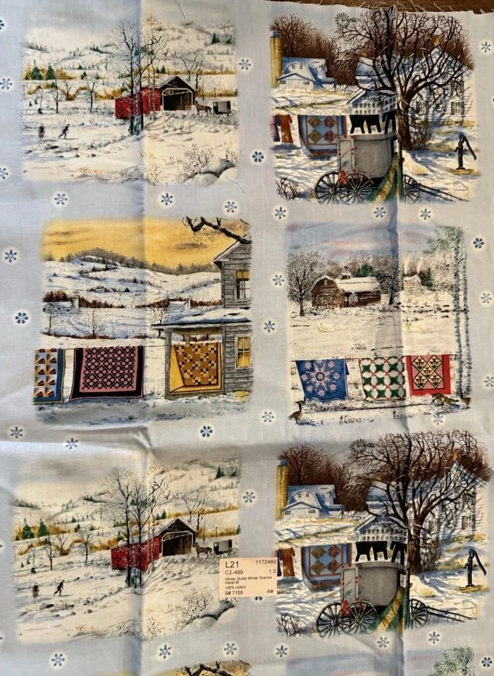 Diana Phalen For Elizabeth's Studio Cotton Fabric Winter House Scene 23 x 43” - Image 3 of 3