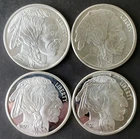 Lot of Four 1oz Silver Buffalo Rounds