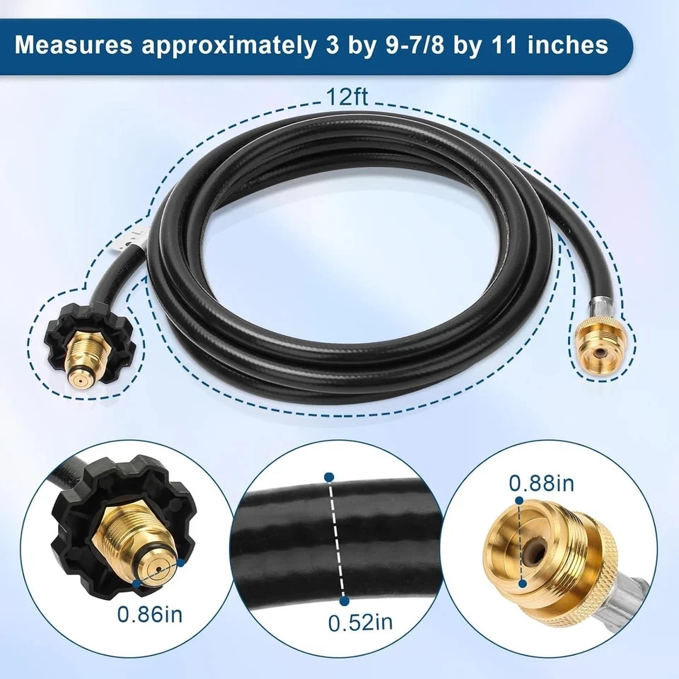 F273704 12-Ft Propane Hose Assembly Compatible with Mr.Heater/Big Buddy Heater - Image 3 of 4