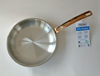 Viking 3-Ply Stainless Steel 8'' Frying Pan Copper Handle Aluminum Core Skillet
