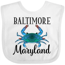Inktastic Baltimore Maryland Vacation Blue Crab Baby Bib Apparel Seafood Infant