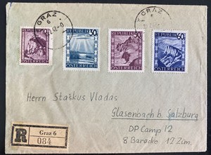 1947 Graz Austria Registered Cover To Salzburg Displaced Person DP Camp Vladas
