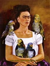 Me and My Parrots 8.5x11" Photo Print Frida Kahlo Self-Portrait Surrealism Art