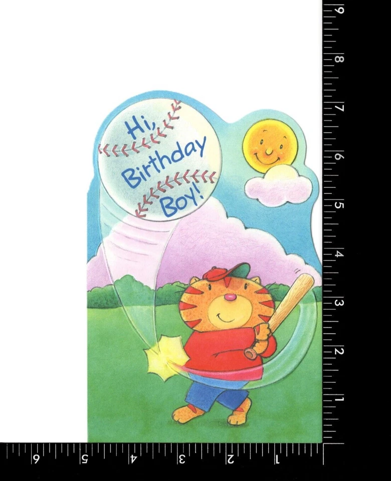 Cute HAPPY BIRTHDAY Card FOR YOUNG KID BOY, Baseball Tiger by Carlton Cards +✉ - Image 3 of 4