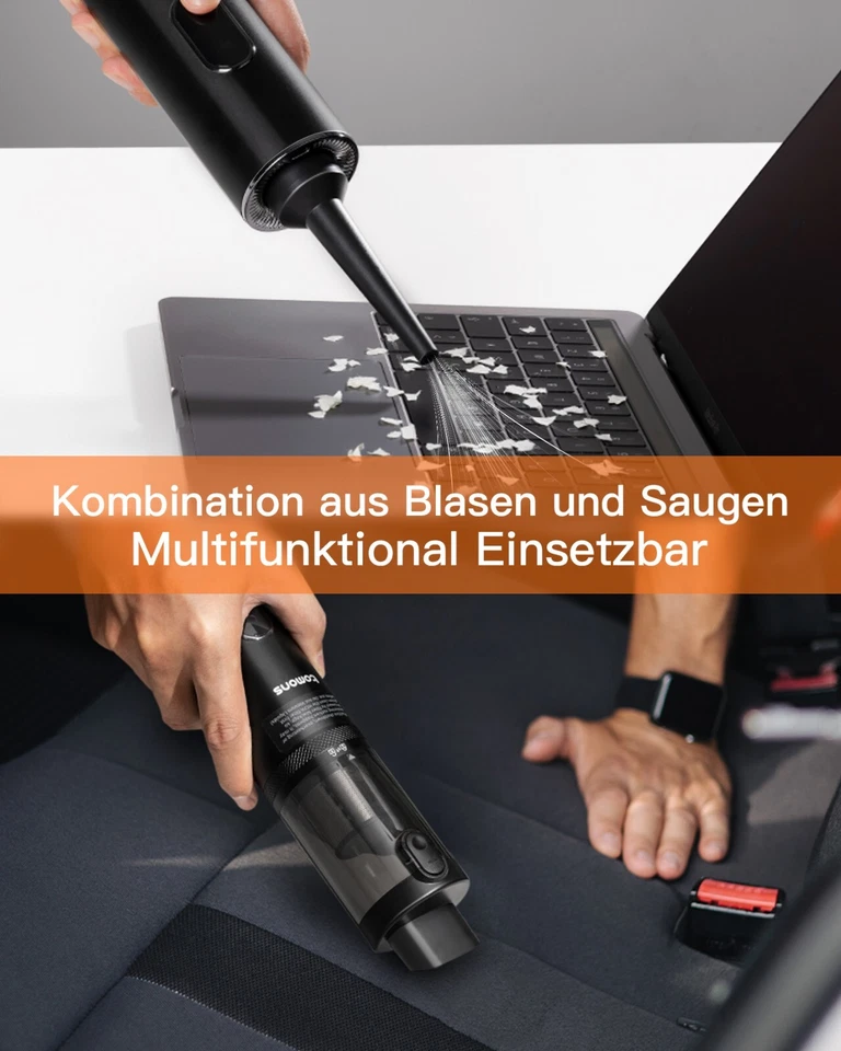 Tomons Handstaubsauger Kabelloser 3-in-1 Staubsauger HEPA-Multifiltration Auto - Bild 3 von 4