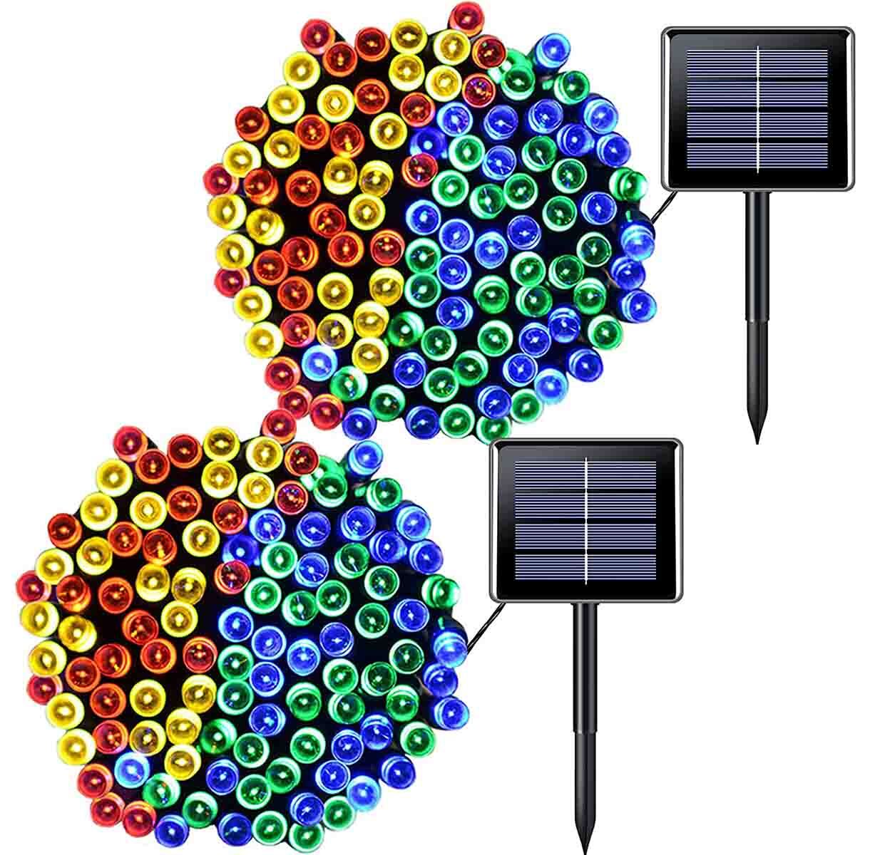 2 pack 100 led solar string lights outdoor garden party xmas fairy wedding lamp