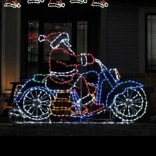 Christmas Decoration Santa on Motorcycle Large Animated LED Light Display Yard