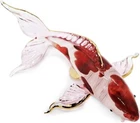 5" L Red White Koi Fish Carp Glass Miniature Figurine Animal Crystal Collectible