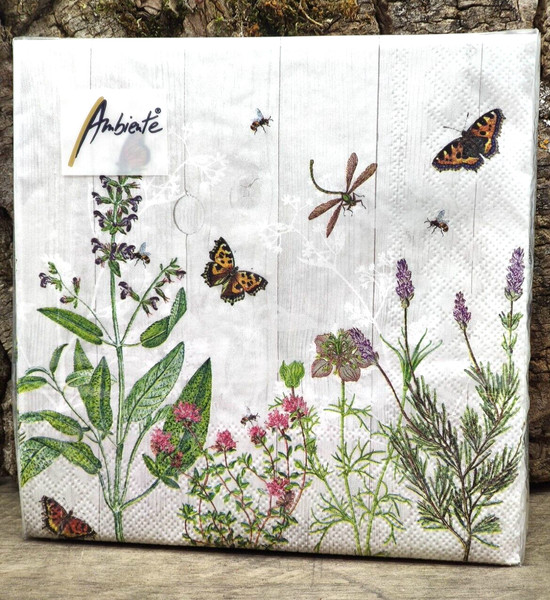 Ambiente Servietten 20 Stck. 33X33 Cm KräUter Garten Tisch Decoupage Basteln-image