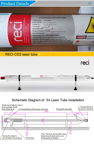 RECI CO2 Laser Tube 90W W2 1240mm & Power Supply DY13 Cutting Machine 110V 220V - Picture 19 of 24