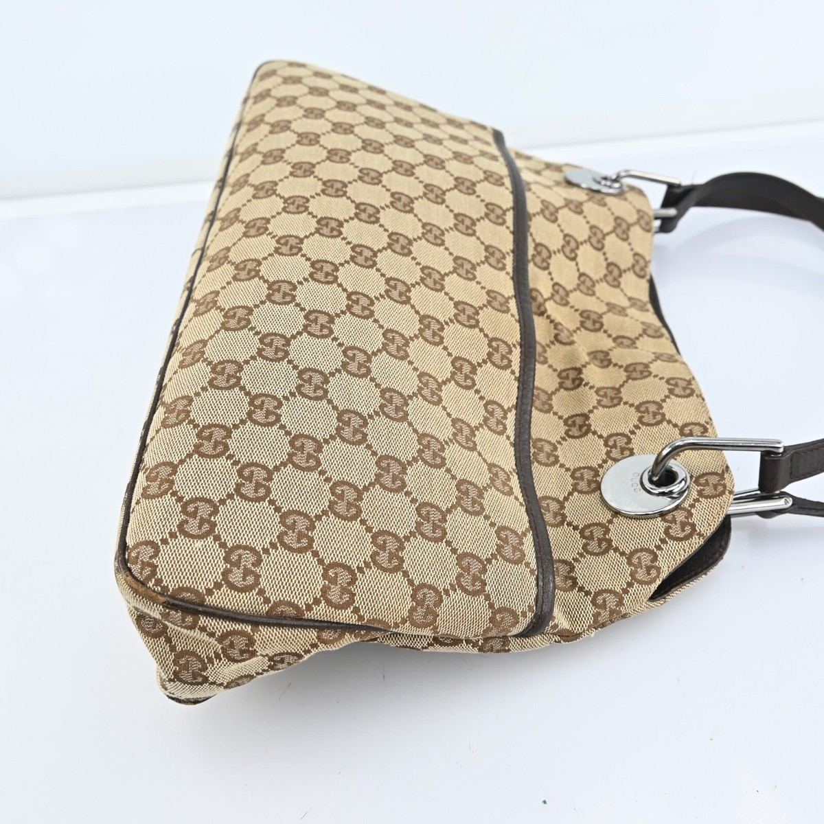 Gucci ハンドバッグ ベージュ/ブラック Auth GUCCI GG Canvas Shoulder Bag Beige Brown 121023