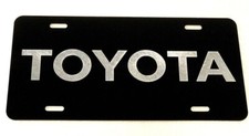 Deep Engraved New Toyota Car Tag Diamond Etched On Black Aluminum License Plate