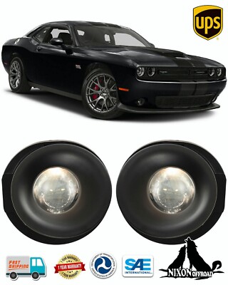 Fog Lights For 2015-2022 Dodge Challenger Driving Bumper Lamps w/Wiring+Switch