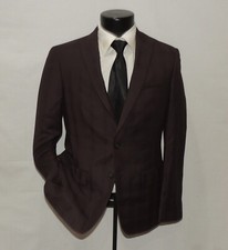JOHN VARVATOS MEN'S DARK BROWN PLAID 2 BUTTO PEAK LAPELS DUAL VENT JACKET 38 R