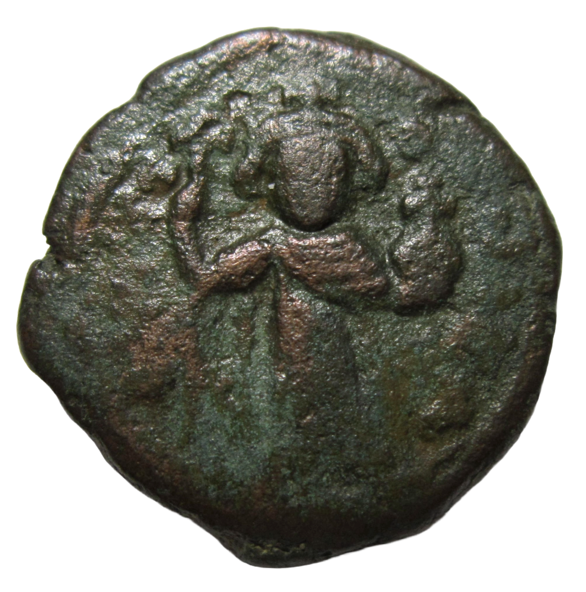 BYZANTINE. AE 1/2 FOLLIS. CONSTANS II, 641-668 AD. CARTHAGE MINT