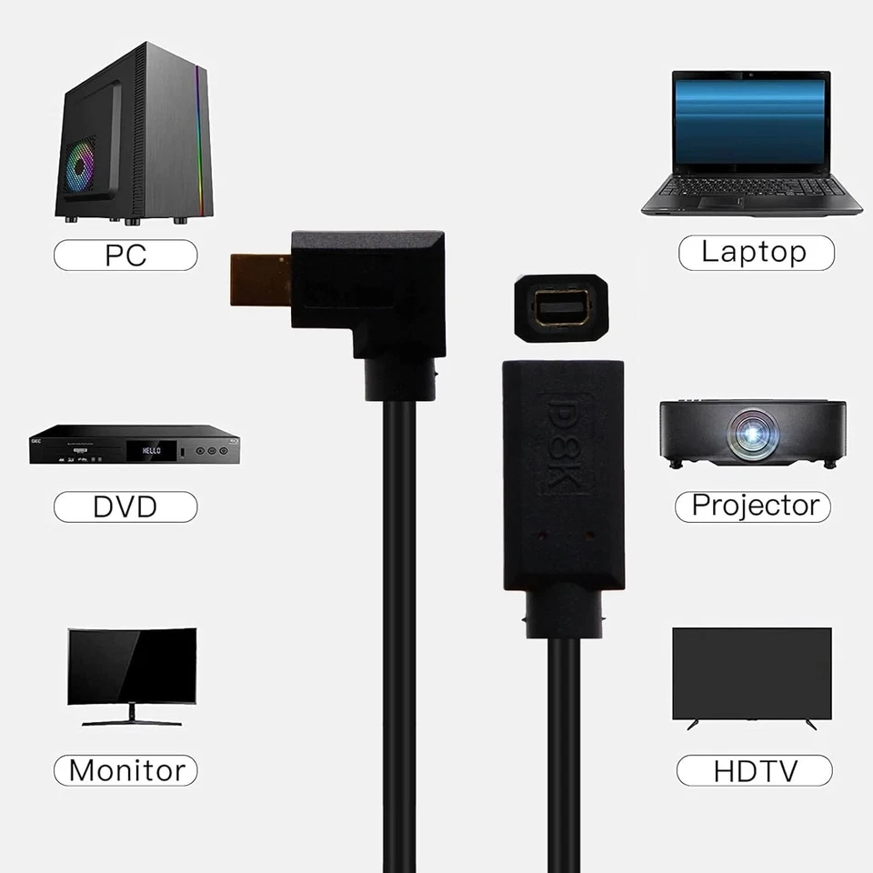 8K Mini DisplayPort 1.4 Cable Gold Plated 8K@60Hz 4K@120Hz Mini DP Male-Female - Image 2 of 4