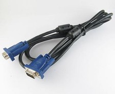 2 Set VGA SVGA DB15 Male Plug to Female Jack Cable with 2 Magnetic Rings 5Ft