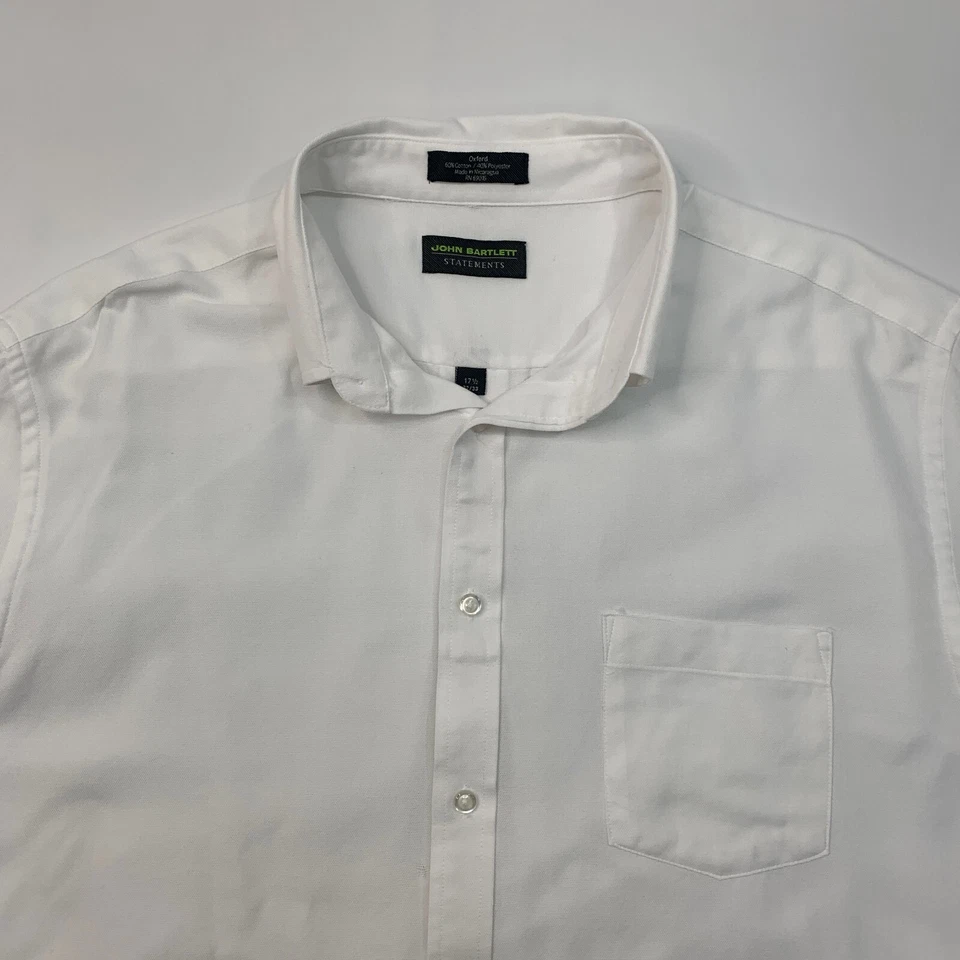 John Bartlett Shirt Mens 17.5 White Statements Oxford Button Up Cotton Blend - Image 4 of 4
