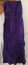 WOMENS PURPLE BEADED SATIN gown STRAPLESS FORMAL PROM PAGEANT Dress Size 8 34"